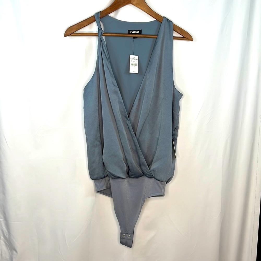 NWT Express tank body suit tied strap small gray
